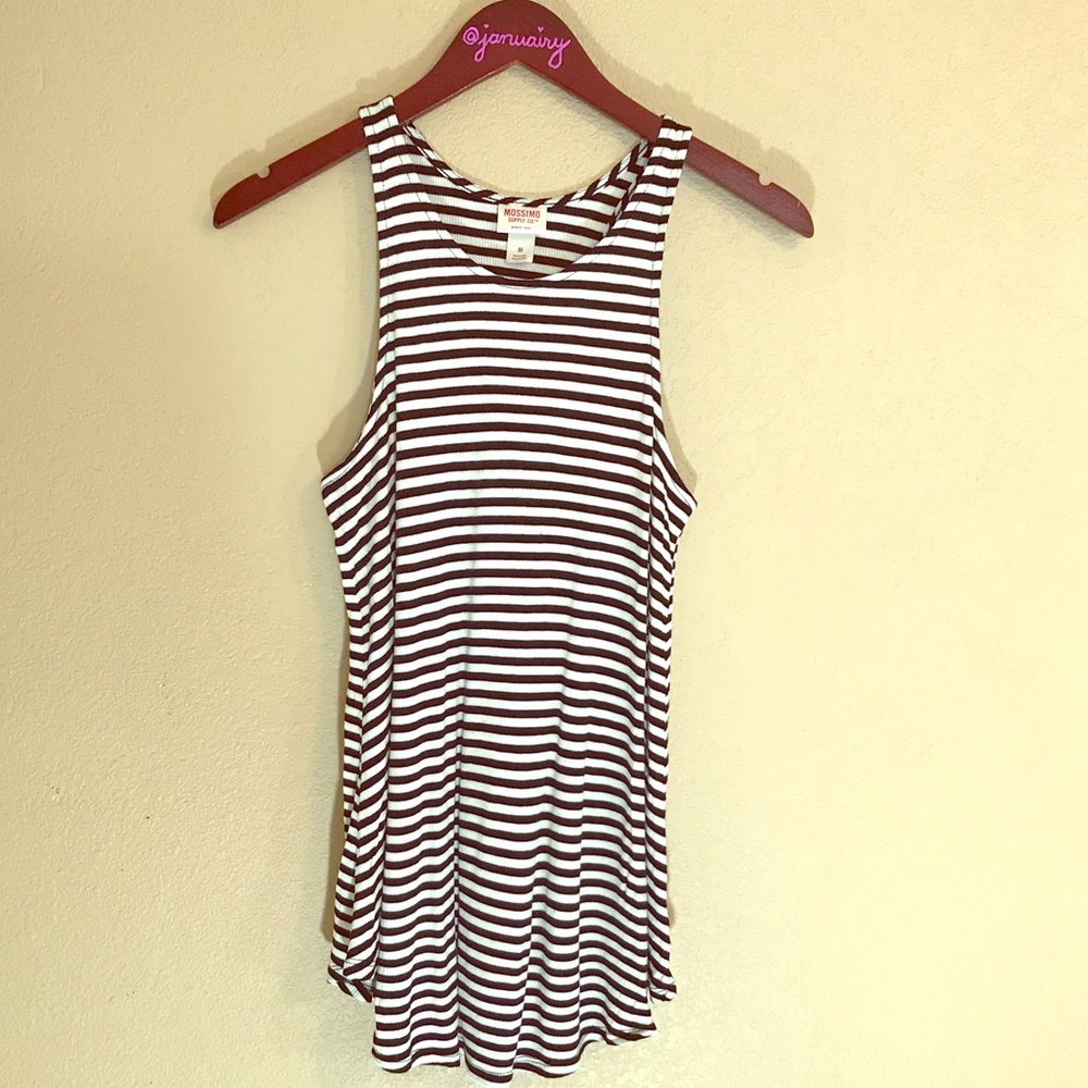 Striped stretchy black and white striped tank top